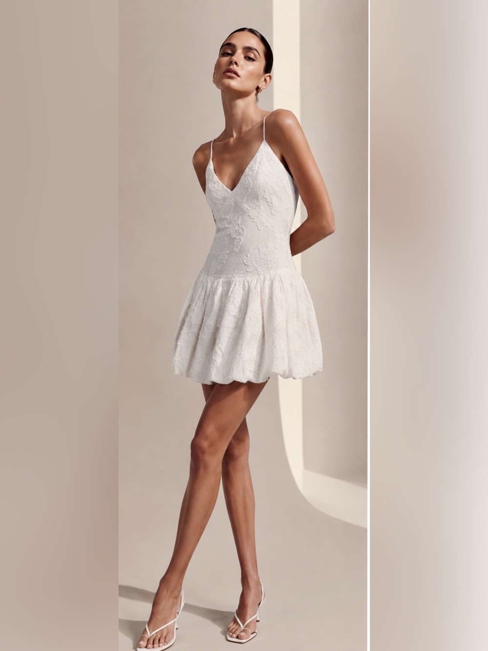 Caroline Constas White Floral Jacquard Mini Dress Size S NWT